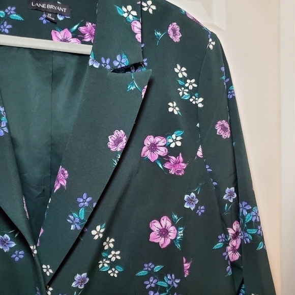 Lane Bryant The Bryant Blazer Green Pink Flare Sleeve Floral Blazer 22 - Picture 5 of 8